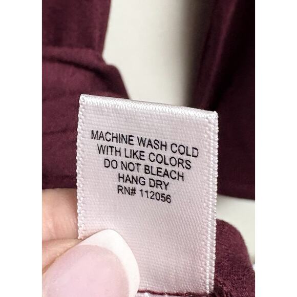 Zenana Women’s Burgundy Long Sleeve Button Front Mini Dress Size Medium - Picture 5 of 5